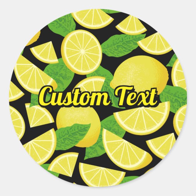 Lemon Background Classic Round Sticker (Front)