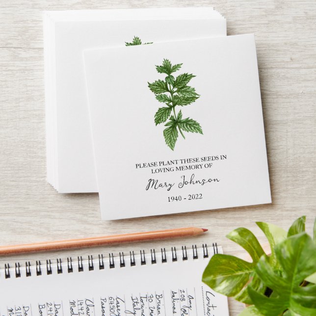 Lemon Balm Memorial Funeral Seed Envelope (Stacked)