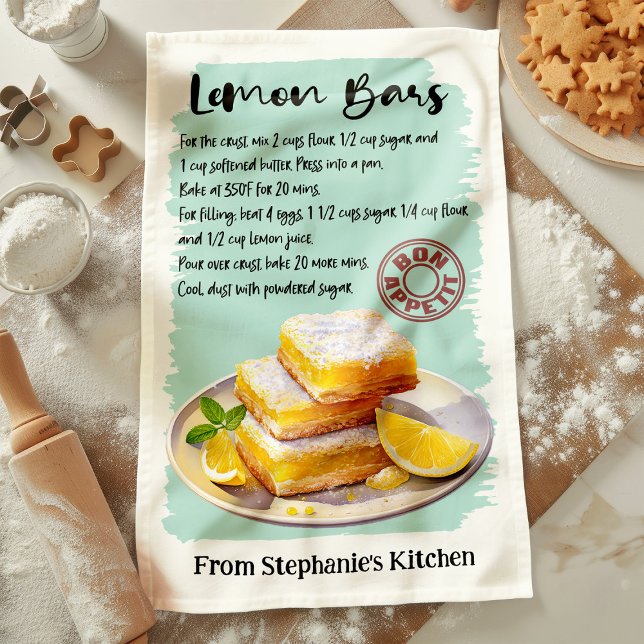 Lemon Bars Recipe Personalised Tea Towel (Creator Uploaded)