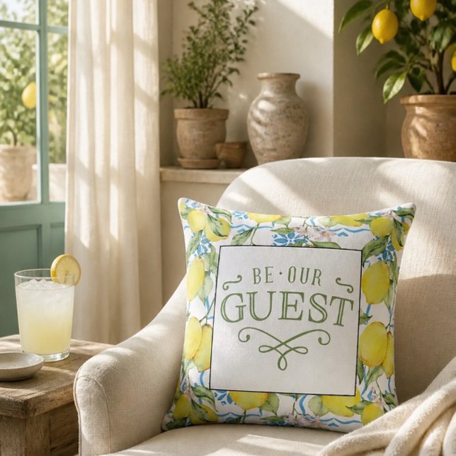Lemon Be Our Guest Throw Pillow (Creator Uploaded)