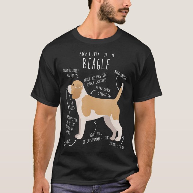 Lemon Beagle Dog Anatomy  Cute Pet Dog Mum Dog Dad T-Shirt (Front)