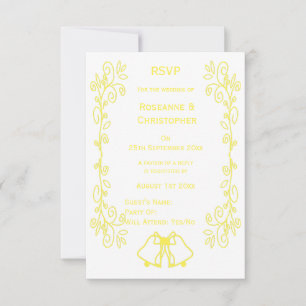 Lemon Bells Scrollwork Design Wedding RSVP Card