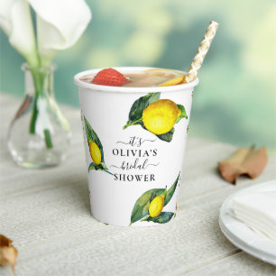 Lemon Big Leaves Bridal Shower Paper Cups