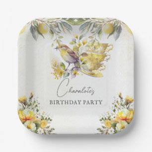 Lemon Birthday Vintage Tea Party Paper Plate