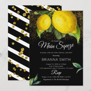 Lemon Black Squeeze Modern Bridal Shower Invitation