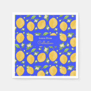 Lemon Bloom Collection patterned blue Napkin