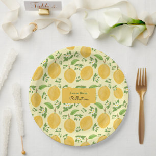 Lemon Bloom Collection patterned yellow Paper Plate