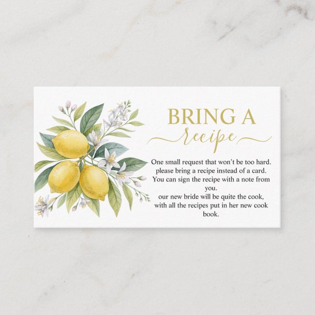 Lemon Blossom Bridal Shower Recipe Card  (Front)