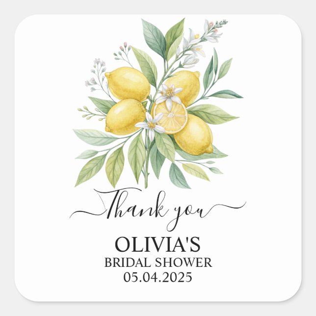 Lemon Blossom Bridal Shower   Square Sticker (Front)