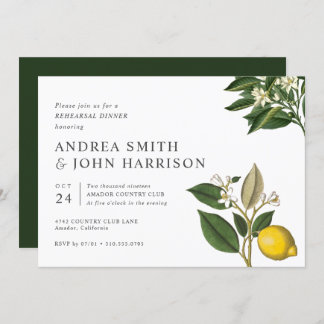 Lemon Blossom | Chic Botanical Rehearsal Dinner Invitation