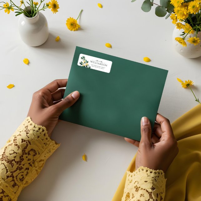 Lemon Blossom Floral Tree Elegant Minimal Wedding (Lemon Blossom Floral Tree Elegant Minimal Wedding Label)