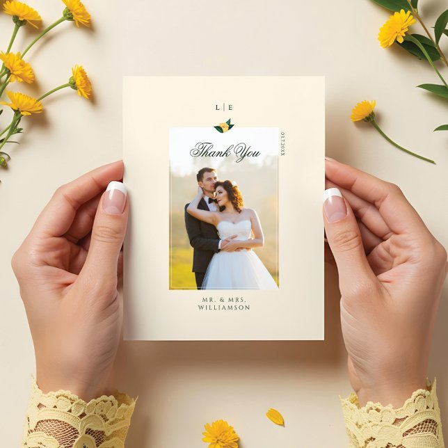 Lemon Blossom Floral Tree Elegant Wedding Photo Postcard (Lemon Blossom Floral Tree Elegant Wedding Photo Postcard)