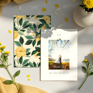 Lemon Blossom Floral Tree Elegant Wedding Photo Thank You Card