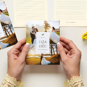 Lemon Blossom Floral Tree Elegant Wedding Photos Thank You Card