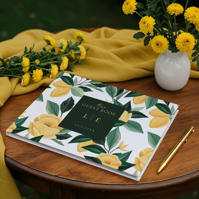 Lemon Blossom Floral Tree Elegant White Wedding Guest Book (Lemon Blossom Floral Tree Elegant White Wedding Guest Book)
