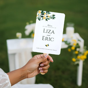Lemon Blossom Floral Tree Elegant White Wedding Hand Fan