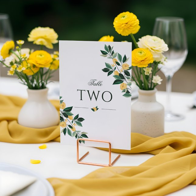 Lemon Blossom Floral Tree Elegant White Wedding Table Number (Lemon Blossom Floral Tree Elegant White Wedding Table Number)