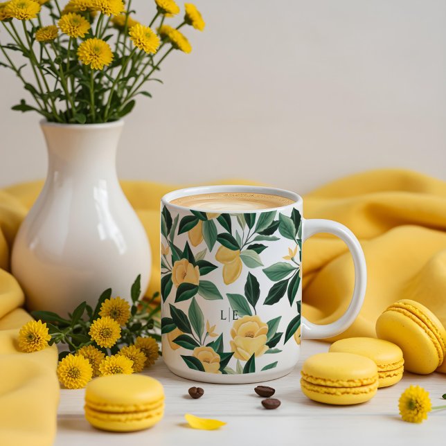 Lemon Blossom Floral Tree Elegant Yellow Wedding Coffee Mug (Lemon Blossom Floral Tree Elegant Yellow Wedding Coffee Mug)