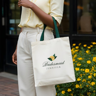 Lemon Blossom Floral Wedding Party Tote Bag