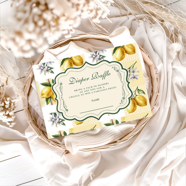 Lemon Blossom Garden Baby Shower Diapper Raffle Enclosure Card (Creator Uploaded)