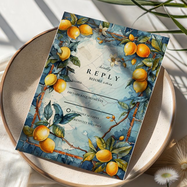 Lemon Blossom Garden Wedding RSVP Card (Creator Uploaded)