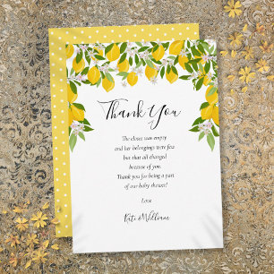 Lemon Blossom Greenery Baby Shower Poem Thank You Card