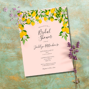 Lemon Blossom Greenery Blush Pink Bridal Shower Announcement Postcard