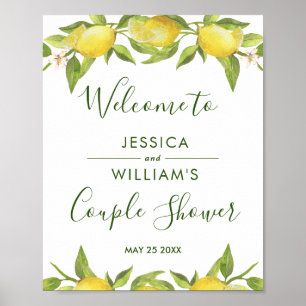 Lemon Blossom Greenery Couples Shower Welcome Sign