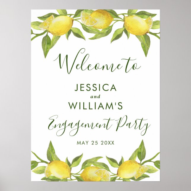Lemon Blossom Greenery  Engagement Party Sign (Front)