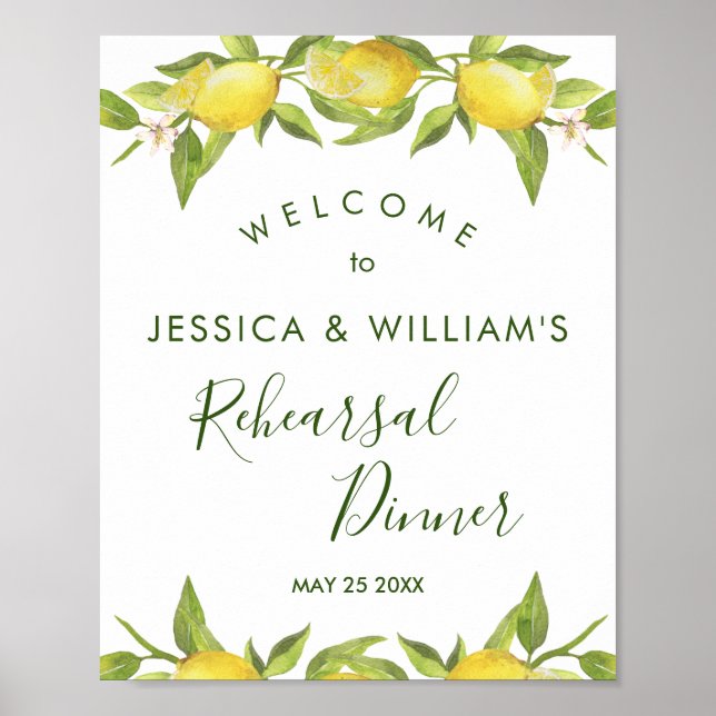 Lemon Blossom Greenery  Rehearsal Dinner Sign (Front)