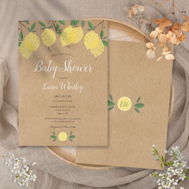 Lemon Blossom Greenery Watercolour Baby Shower Invitation (Lemon Blossom Greenery Watercolour Baby Shower Invitation)