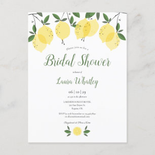 Lemon Blossom Greenery Watercolour Bridal Shower Announcement Postcard