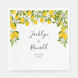 Lemon Blossom Greenery Wedding Napkin