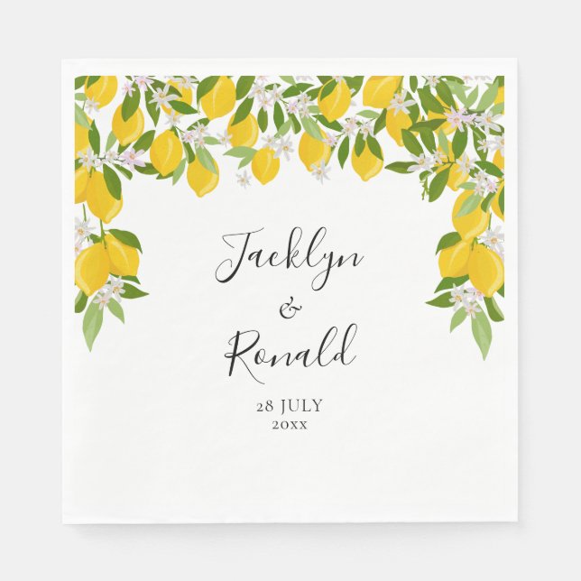 Lemon Blossom Greenery Wedding Napkin (Front)