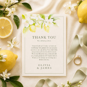 Lemon Blossom Ivory Garden Wedding Thank You Card