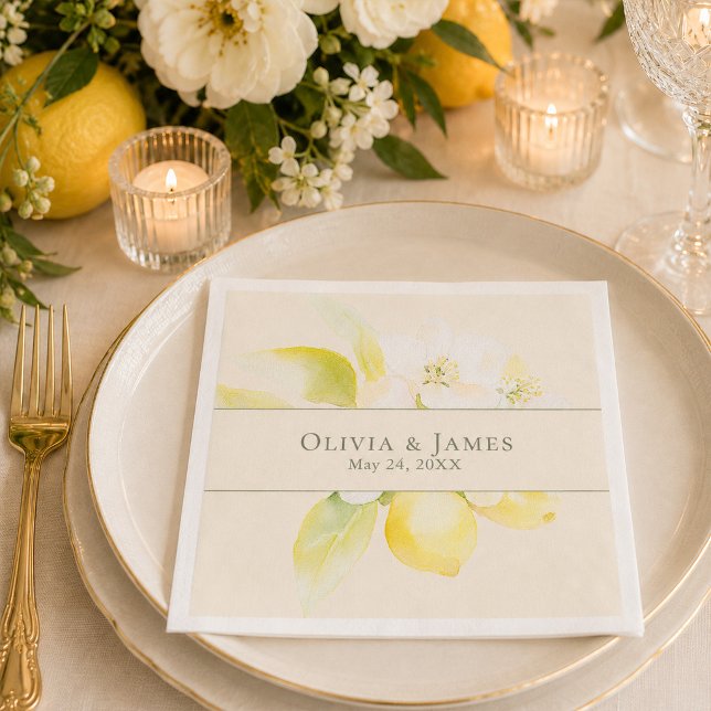 Lemon Blossom Ivory Wedding Paper Napkins (Lemon Blossom Ivory Wedding Paper Napkins)