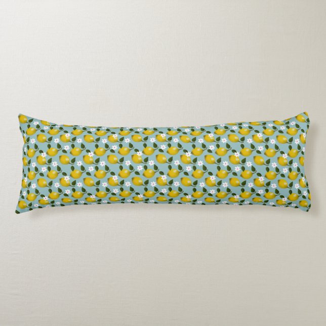 Lemon Blossom Pattern  Fresh Citrus & Floral Summe Body Cushion (Front)