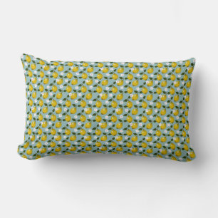 Lemon Blossom Pattern Fresh Citrus & Floral Summe Lumbar Cushion