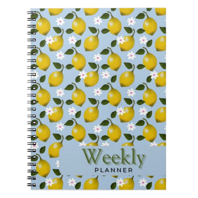 Lemon Blossom Pattern  Fresh Citrus & Floral Summe Notebook (Front)
