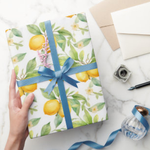 Lemon Blossoms Watercolor Wrapping Paper