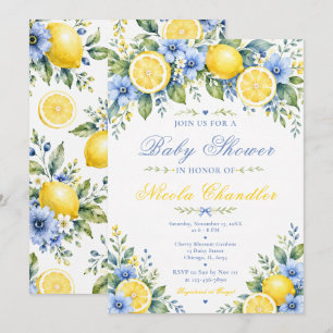 Lemon Blue Baby Shower Invitation