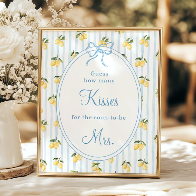 Lemon Blue Bow Italian Guess how many Kisse Poster (Creator Uploaded)