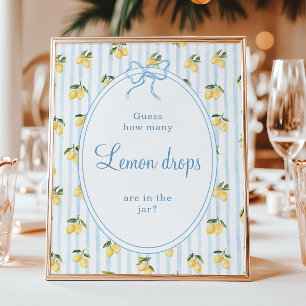 Lemon Blue Bow Italian Guess how many Lemon drops Poster