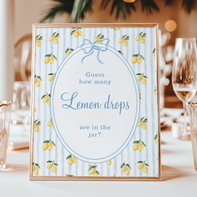 Lemon Blue Bow Italian Guess how many Lemon drops Poster (Creator Uploaded)