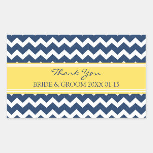 Lemon Blue Chevron Thank You Wedding Favour Tags