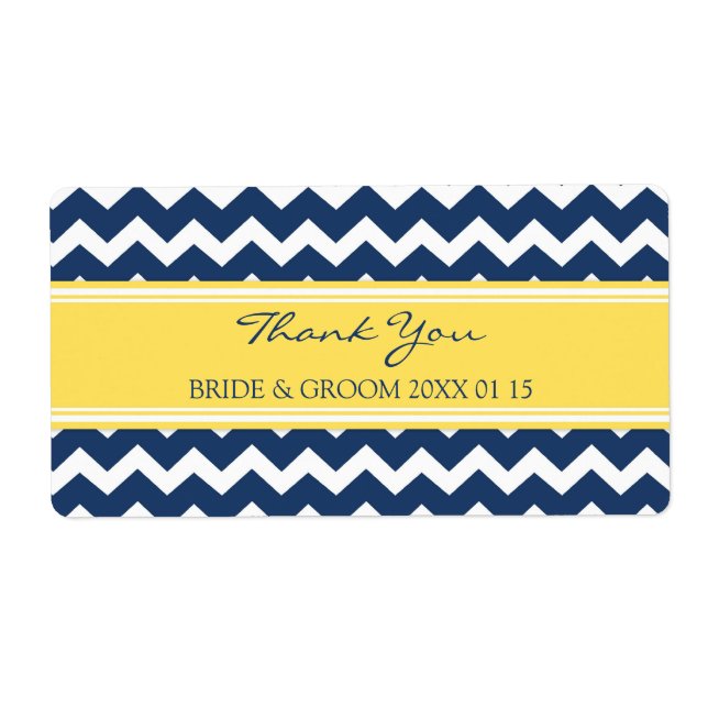 Lemon Blue Chevron Wedding Labels (Front)