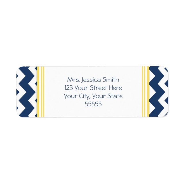 Lemon Blue Chevrons Custom Return Address Labels (Front)