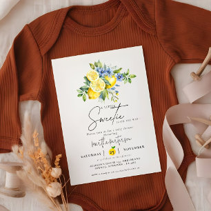 Lemon  Blue Citrus Fruit Summer Baby Shower Invitation