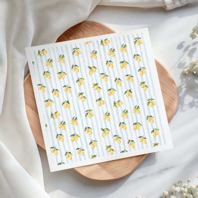 Lemon Blue Italian Bridal Shower Napkin (Creator Uploaded)