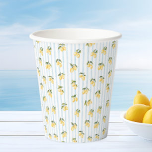 Lemon Blue Italian Bridal Shower Paper Cups